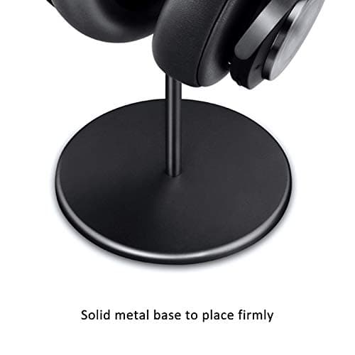 Headphone Stand, Walnut Wood & Aluminum Headset Stand, Nature Walnut Gaming Headset Holder with Solid Heavy Base for All Headphone Sizes (Black)