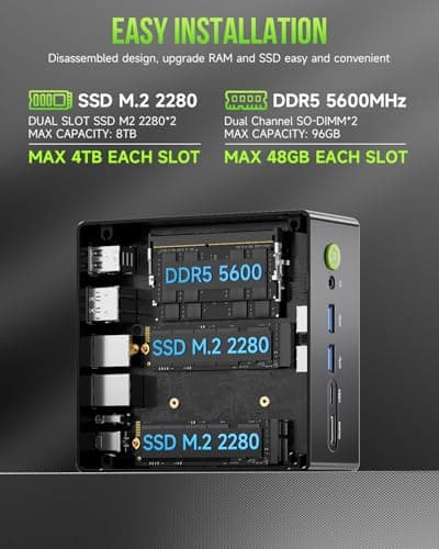 GMKtec Gaming Mini PC AMD Ryzen 9 8945HS (Turbo 5.1GHz) 32GB DDR5 2TB SSD, Computers PC Oculink, Dual NIC LAN 2.5G, WiFi 6, USB3.2, USB-C 4.0, BT5.2, DP, HDMI, Dual FanNucbox K11