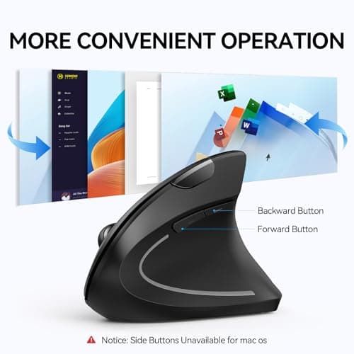 TECKNET Ergonomic Mouse, Wireless Bluetooth Vertical Mouse, 4800 DPI Optical Tracking, 6 Adjustable DPI, Quiet Clicks, 2.4GHz with USB A Receiver, 6 Buttons, Wide Compatibility - Black