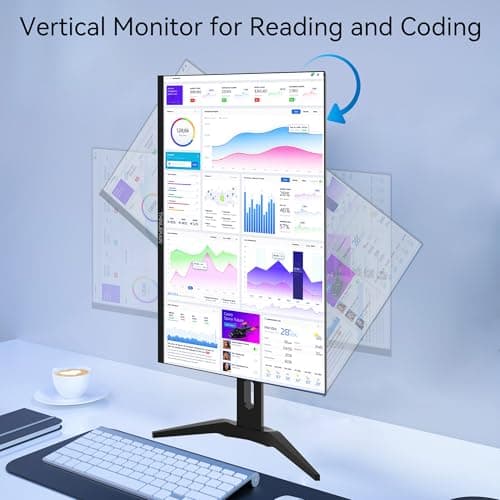 23.8 inch Computer Monitor 1920x1080 Vertical PC Monitor with HDMI VGA AV BNC USB Ports, Multi-Function Stand, VESA, Display Frameless Build-in Speakers for Office Home