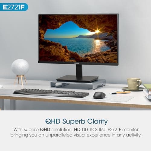 KOORUI 27 Inch QHD (2560x1440) IPS Ultra-Thin Computer Gaming Monitor, 100Hz Refresh Rate, DCI-P3 95%, FreeSync & G-Sync, 1ms MPRT, HDR10, VESA 100x100mm, Tilt Adjustable for Game and Work