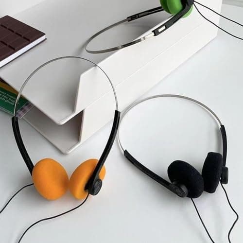 Retro Over-Ear Headphone,Vintage Feelings Underwire Headphones,Retro Lightweight Earphones,Hi-Fi Stereo Earphone Headset,Headphone,for Most Mobile Phones Playback Pevices Headphones (Orange)