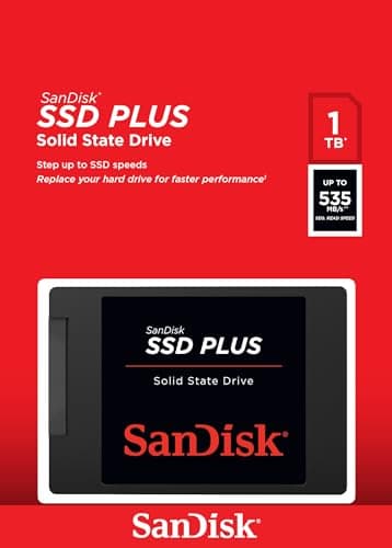 SanDisk SSD PLUS 1TB Internal SSD - SATA III 6 Gb/s, 2.5"/7mm, Up to 535 MB/s - SDSSDA-1T00-G27