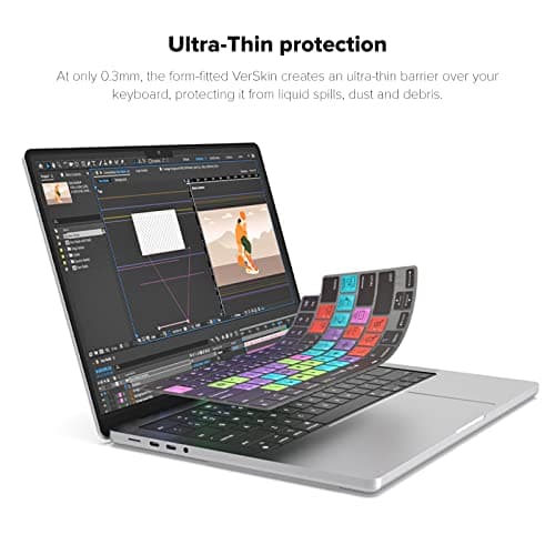 JCPal Adobe After Effects Shortcut Guide Keyboard Cover for Apple MacBook Pro 14 inch and MacBook Pro 16 inch (M1-M4 Models) and MacBook Air 13 inch and MacBook Air 15 inch (M2-M4 Models) (US-Layout)