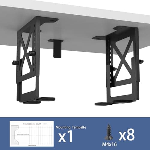 Monzlteck Adjustable Under Desk PC or NAS Mount Bracket Holder，Compatible with Desktop NAS(Network Attached Storage),CPU,UPS,Small Form Factor Desktop Tower.Xbox Series x,OptiPlex7000/7010