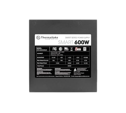 Thermaltake SMART 600W ATX 12V V2.3/EPS 12V 80 Plus Certified Active PFC Power Supply PS-SPD-0600NPCWUS-W