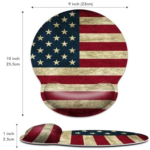 Ergonomic Mouse Pad with Wrist Support,American Flag Mouse Pad with Wrist Rest,Relieve Wrist Pain Mousepad Non-Slip Rubber Base,Mouse Pads for Desk,Computers,Laptop,Office,Home,Gaming,Accessories