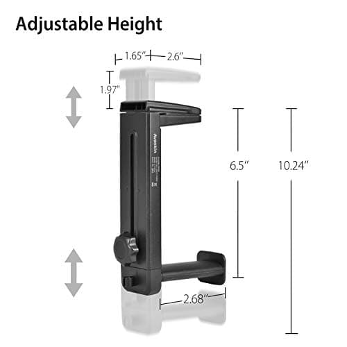 NEETTO HS906 Headphone Stand & Hanger 2 in 1, Above & Under Desk Gaming Headset Holder Mount Hook with Height Adjustable & Rotating Clamp, Earphone Rack with Cable Clip