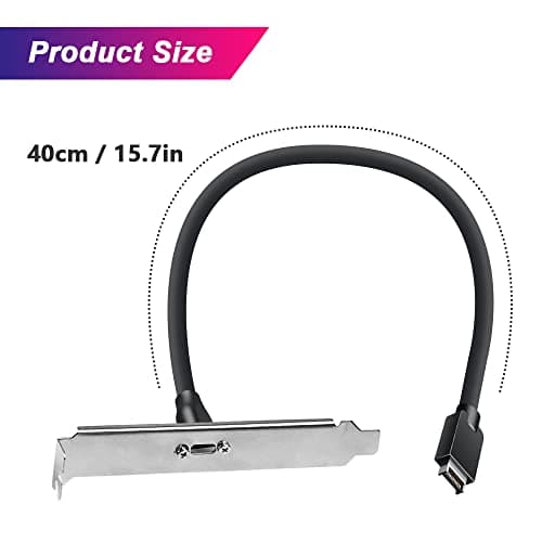 USB 3.2 Gen 2 USB-C Front Panel Adapter Cable, Motherboard Header Extension Adapter, USB C Female to 20 Pin USB Type E A-Key Male with PCI Bracket, 15.7", with Mesh dustproof Baffle, Screw