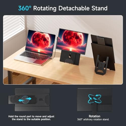 2025 Upgraded Laptop screen extender, 16.1" FHD 1200P, 360° Rotating, Plug&Play, Ultra-Thin Zero Frame, Detachable Stand, portable monitor for laptop, Travel Monitor for Laptop/PC/Mac/Phone