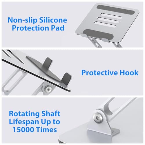 Laptop Stand for Desk, Adjustable Laptop Riser, Metal Foldable Computer Stand Holder Portable Notebook Mount, Ventilated Cooling Notebook Stand Compatible with 10-15.6” Laptops