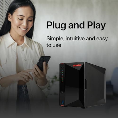 Asustor AS5402T, 2 Bay NAS, Intel Quad-Core 2.0GHz CPU, 4x M.2 NVMe SSD Slots, 2x2.5GbE Ports, 4GB DDR4 RAM, For Gaming and Live Stream, Network Attached Storage(Diskless)
