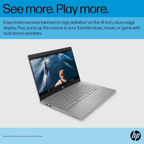 HP Chromebook 14 Laptop (14" HD, Intel 4-Core Celeron N4120, 4GB RAM, 192GB Storage, UHD Graphics 600) for Home & Student, Light Weight & 14-Hr Battery Life, Webcam, Wi-Fi, IST HUB, Chrome OS, Grey