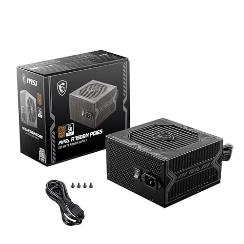 MSI MAG A750BN PCIE 5 Gaming Power Supply - PCIE 5.1 Ready - 80 Plus BronzeCertified 750w - Compact Size - ATX PSU