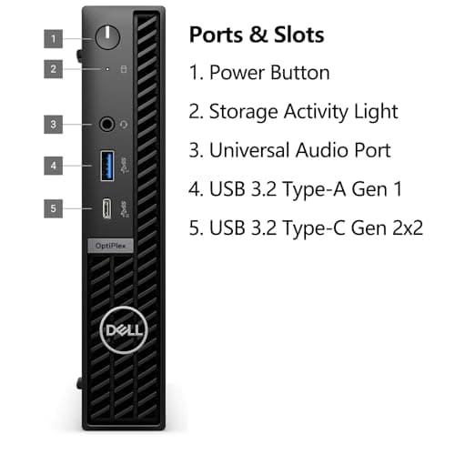 Dell OptiPlex 7020 MFF Business Desktop Computer, 7000 Micro Form Factor Mini, Intel Hexa-Core i5-12500T (Beat i7-11700T), 32GB DDR5 RAM, 1TB PCIe SSD, WiFi 6E, HDMI + 2 DisplayPorts, Windows 11 Pro