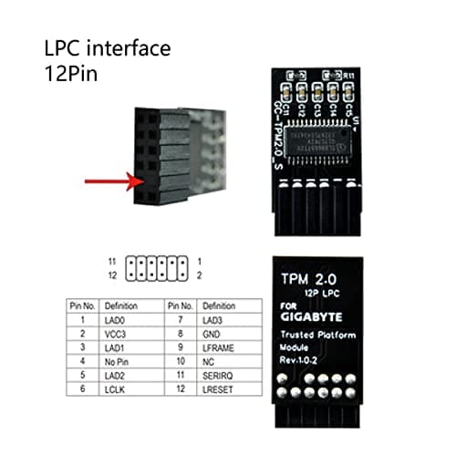 11 Motherboard Tpm 2.0 PCB Tpm 2.0 Encryption Security Module for 12Pin Lpc Interface High Security Remote Card Encryption Security Module