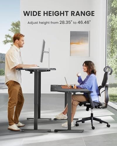 Height Adjustable Electric Standing Desk, Sit Stand up Desk, Memory Computer Home Office Desk with Two-Piece Desktop (Black, 48 * 24 Inch)