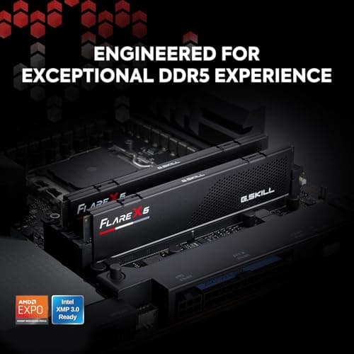 G.SKILL Flare X5 Series (AMD Expo & Intel XMP 3.0) DDR5 RAM 64GB (2X 32GB) 6000MT/s CL36-36-36-96 1.35V Desktop Computer Memory U-DIMM - Matte Black (F5-6000J3636F32GX2-FX5)