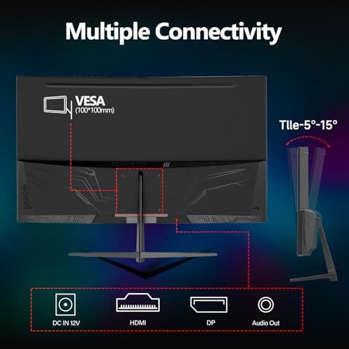 32 Inch Curved Gaming Monitor 240Hz, 1800R PC Monitor Full HD 1080P, Frameless Computer Dispaly with Freesync and Eye Care Technology, Wall Mountable