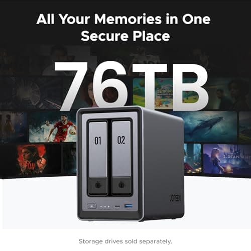 UGREEN NASync DXP2800 2-Bay Desktop NAS, Intel N100 Quad-core CPU, 8GB DDR5 RAM, 2.5GbE, 2 * M.2 NVMe Slots, 4K HDMI, Network Attached Storage (Diskless)