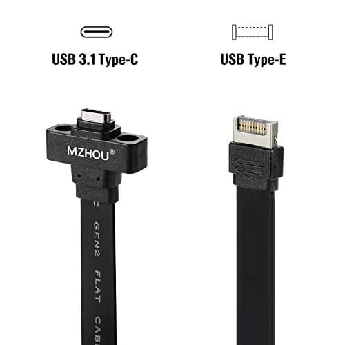USB 3.1 Type C Front Panel Header Extension Cable 57 cm, Type E to Type C Gen 2 Speed up to 10 Gbps Internal Adapter, With Mount Screw (0.5m)