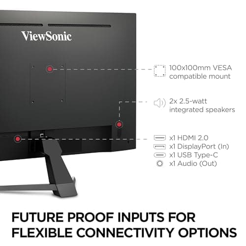 ViewSonic VX3267U-4K 4K UHD 32 Inch IPS Monitor with 65W USB C, HDR10 Content Support, Ultra-Thin Bezels, Eye Care, HDMI, and DP Input, Black