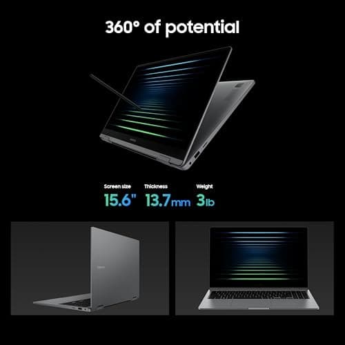 SAMSUNG 15.6" Galaxy Book5 360 Copilot+ PC, AI Business Laptop, Windows 11 Pro, Intel Core Ultra 5 Processor 226V, FHD AMOLED Touchscreen, 16GB/512GB, 2025 Model, NP754QHA-KA1US, Gray