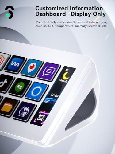 SOOMFON Stream Controller Stream Control Deck with 15 LCD Macro Keys Customizable for Content Creators Streaming Gaming to Trigger Actions in OBS, YouTube, Twitch and More, Compatible with PC & MAC