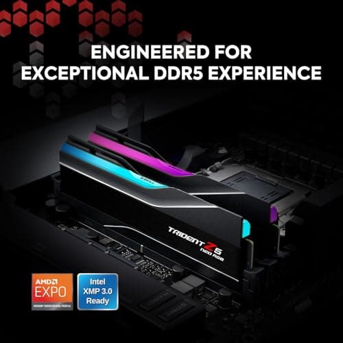 G.SKILL Trident Z5 Neo RGB Series (AMD Expo & Intel XMP 3.0) DDR5 RAM 32GB (2x16GB) 6000MT/s CL36-36-36-96 1.35V Desktop Computer Memory UDIMM - Matte Black (F5-6000J3636F16GX2-TZ5NR)