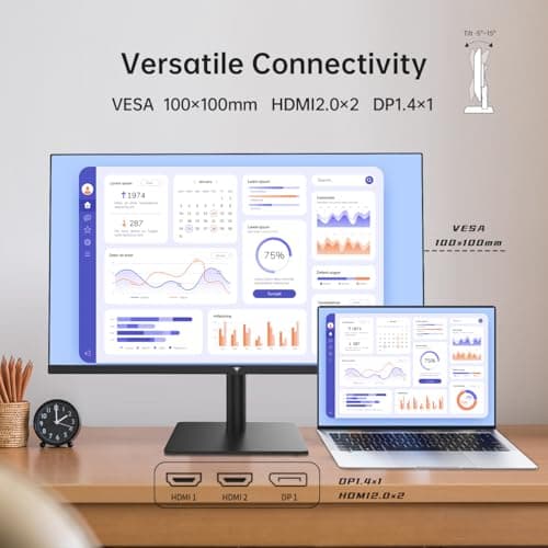 32 Inch 2K Monitor, 1440P IPS Computer Monitor, 100Hz Frameless QHD PC Monitor for Office & Gaming, Eye Care, G-Sync/FreeSync, 109% sRGB, HDR, HDMI/DP, Tilt Adjustable, VESA Mountable, H32T13