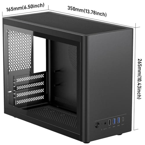 Micro ATX Case with Fans, 2PCS 90mm RGB Fans Pre-Installed,14.6L 0.8mm Thickness SPCC MATX PC Case Mini ITX PC Case with Type C USB3.0, Supports 135mm CPU Cooler, 310mm GPU and Standard ATX PSU Black