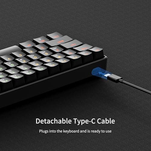 Newmen GM611 Mechanical Keyboard,Rainbow LED Backlit Gaming Wired Keyboards Compact Mini 61 Keys Portable 60 Percent Mechanical Keyboard with Black Keycaps,for Windows Laptop PC Linear Red Switches