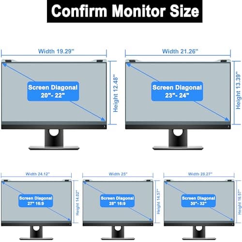 ZYY 2 Pack 23-24 Inch Computer Screen Blue Light Blocker for Diagonal 23,23.6,23.8,24 Inch Monitor, UV Blocking Filter(21 1/4x13 3/8) for Eye Strain,Hanging Anti Blue Light Screen Protector