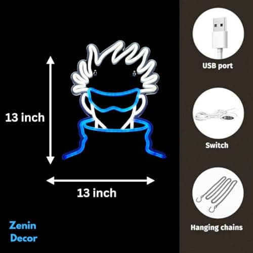 Zenin Decor | LED Gojo Wall Art Light - Handmade - Decorations - Japanese Display Backgrounds - Jujutsu Anime Peripherals, Dorm Game room Bedroom And Gift