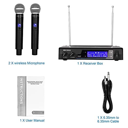 MicrocKing Wireless Microphone System Dynamic Handheld Microphones,150 Ft Operating Range,16 Hours Continuous Use,Ideal for Karaoke, Party, DJ, Church, Wedding, Indoor/Outdoor Activities