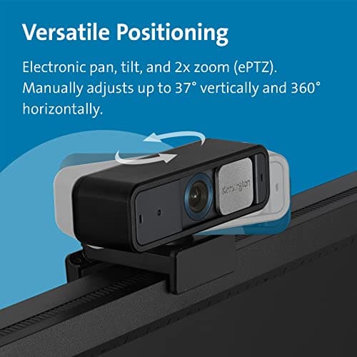 Kensington W2050 Pro 1080p Auto Focus Pro Webcam with Dual Stereo Microphone for Video Conferencing, Software Control, Privacy Shutter, Compatible with Zoom/Skype/Teams and More (K81176WW)