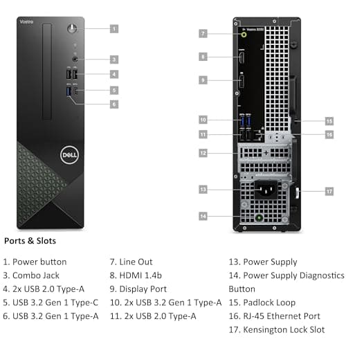 Dell Vostro 3030s Small Desktop SFF Business Computer, 14th Gen Intel 10-Core i5-14400 (Beat i7-13620H), 16GB DDR5 RAM, 512GB PCIe SSD, WiFi 6, Bluetooth, Type-C, DisplayPort, HDMI, Windows 11 Pro
