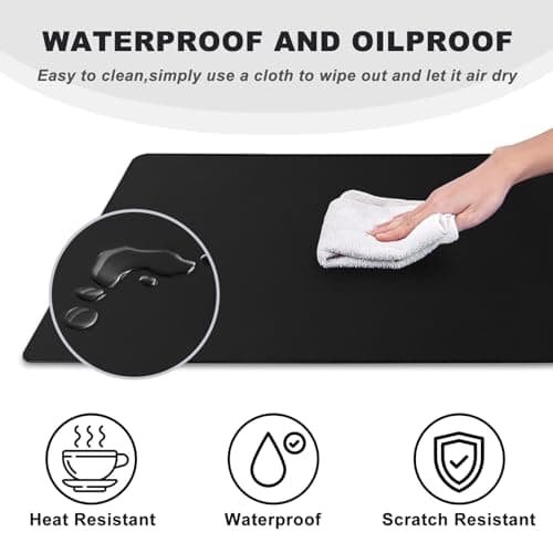 Large Mouse Pad, Desk Mat Office Desk Pad Gaming Mouse Pad with Stitched Edges, 31.5" x 15.7" Mousepad with Non-Slip Waterproof Rubber Base for PC Laptop Desk Home Office Accessories, Black