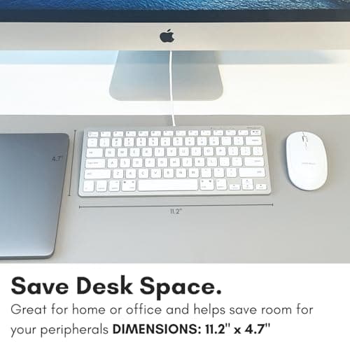 Macally Small Wired Keyboard for Mac and Windows - 78 Scissor Switch Keys Compatible Apple Keyboard - USB Mini Keyboard That Saves Space and Looks Great - Plug and Play Wired Mac Keyboard - Aluminum