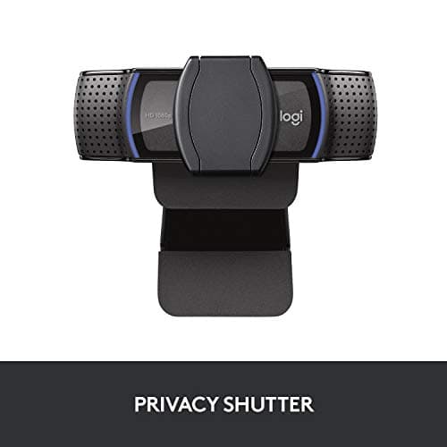 Logitech C920S HD Pro Webcam, Full HD 1080p/30fps Video Calling, Clear Stereo Audio, Light Correction, Privacy Shutter, Works with Skype, Zoom, FaceTime, Hangouts, PC/Mac/Laptop/Tablet/XBox - Black