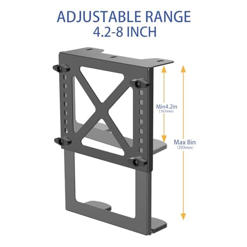 Monzlteck Adjustable Under Desk PC or NAS Mount Bracket Holder，Compatible with Desktop NAS(Network Attached Storage),CPU,UPS,Small Form Factor Desktop Tower.Xbox Series x,OptiPlex7000/7010