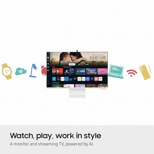 SAMSUNG 32-Inch M8 (M80D) Series 4K UHD Smart Monitor with Streaming TV, Speakers, HDR10+, AI Upscaling, USB-C, Ergonomic Stand, SlimFit Camera, Gaming Hub, LS32DM801UNXZA, 2024