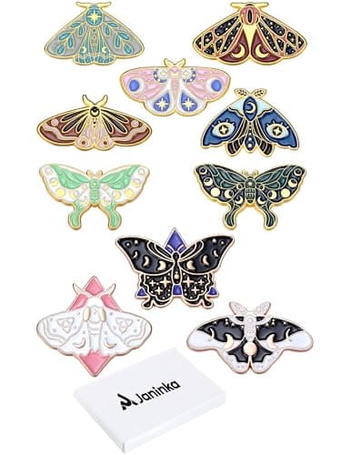 Janinka 10 Pcs Butterfly Enamel Pins Set Cute Enamel Backpack Lapel Pin Cool Horror Brooches for Steampunk Badge Jewelry