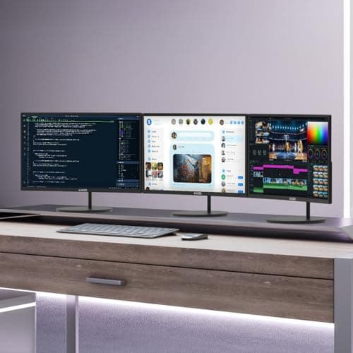 Kado Triple Monitor Setup - 3-Pack 27" Curved 1920x1080 Computer Monitor 1500R 75Hz VESA Mount HDMI Office Gaming Hybrid Built-in Speakers (C27X Trio Series)