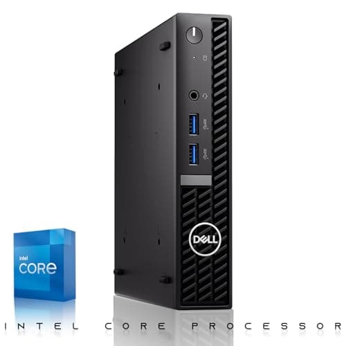 Dell Optiplex Tiny Mini Desktop PC, Intel Core i5, 32GB RAM, 1TB SSD with Dual 27 inch Curved Monitor, AI Enabled RGB Keyboard Mouse, RGB Soundbar and Webcam Windows 11 Pro (Renewed)