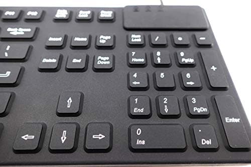 DSI Keyboard with Number Pad IP68 Waterproof Industrial Rugged Silicone IKB105, Black