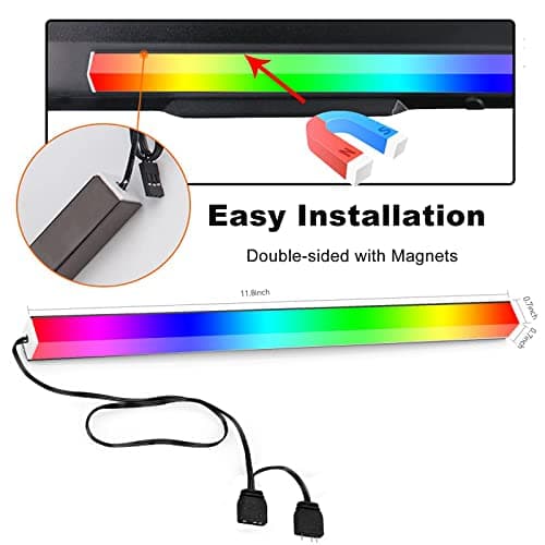 airgoo Addressable RGB PC LED Light Bar, AG-NEON-DLS30-1 Aluminum Alloy Shell Neon Strip, for 5V 3-pin argb Header or AG-DRGB16 SignalRGB Controller(Not Included), Come with Magnets, Easy to Install