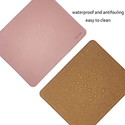 MelVan PU Leather Mouse Pad with Stitched Edge, Waterproof Gaming Mouse Mat for Computers, Laptop, Office & Home, 10.2" x 8.3", 1 Pack (Pink)