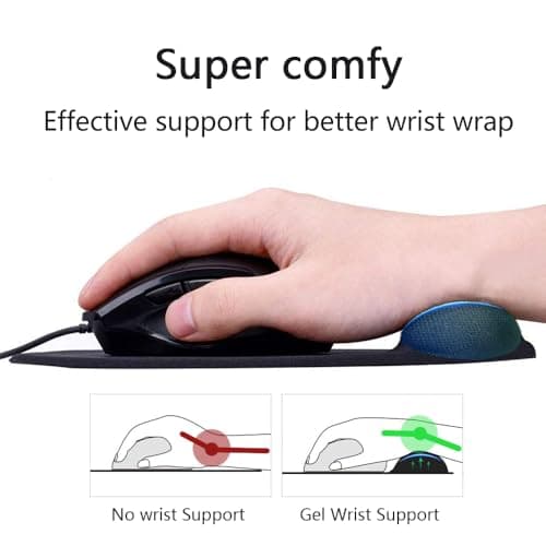 Ergonomic Mouse Pad with Wrist Rest, Gel Wrist Support Mousepad, Pain Relief Laptop Computer Mouse Pad, Non-Slip Mouse Pads for Office & Home (Black)