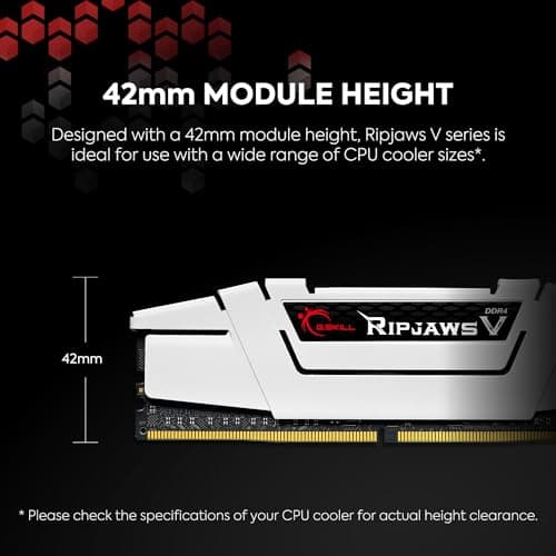 G.SKILL Ripjaws V Series (XMP) DDR4 RAM 16GB (2x8GB) 3600MT/s CL16-19-19-39 1.35V Intel AMD Desktop Computer Memory UDIMM - Black (F4-3600C16D-16GVKC)